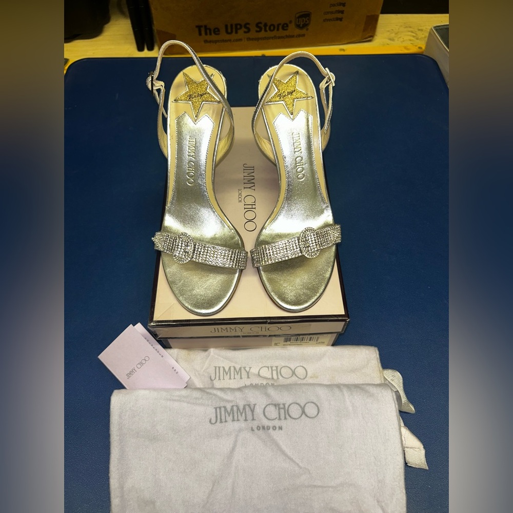 Jimmy Choo metallic Nappa-silver with Swarovski crystals , 6